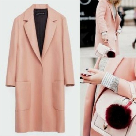 Zara Open Front Boyfriend Pink Coat XS - Picture 5 of 16
